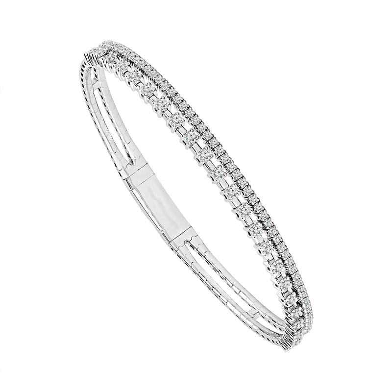 Flexie Bracelet 1.16ctw diamond dual flexible white gold bangle 14k