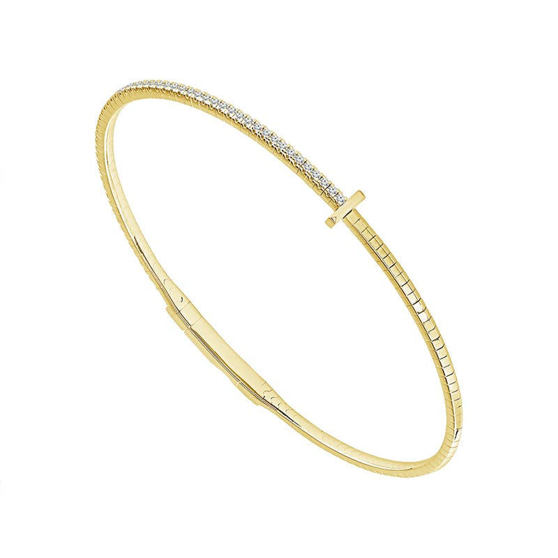 Flexie Bracelet 1/4ctw diamond flexible yellow gold bangle 14k