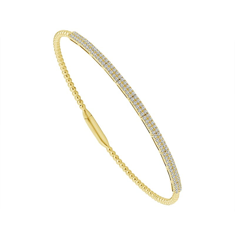 Flexie Bracelet 3/4ctw diamond bead flexible yellow gold bangle 14k
