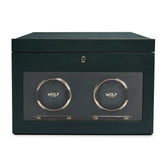 Wolf1834 Watch Winder British Racing Double Watch Winder with Storage - Green
