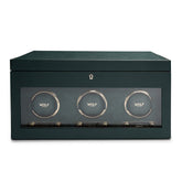 Wolf1834 Watch Winder British Racing Triple Watch Winder with Storage-Green