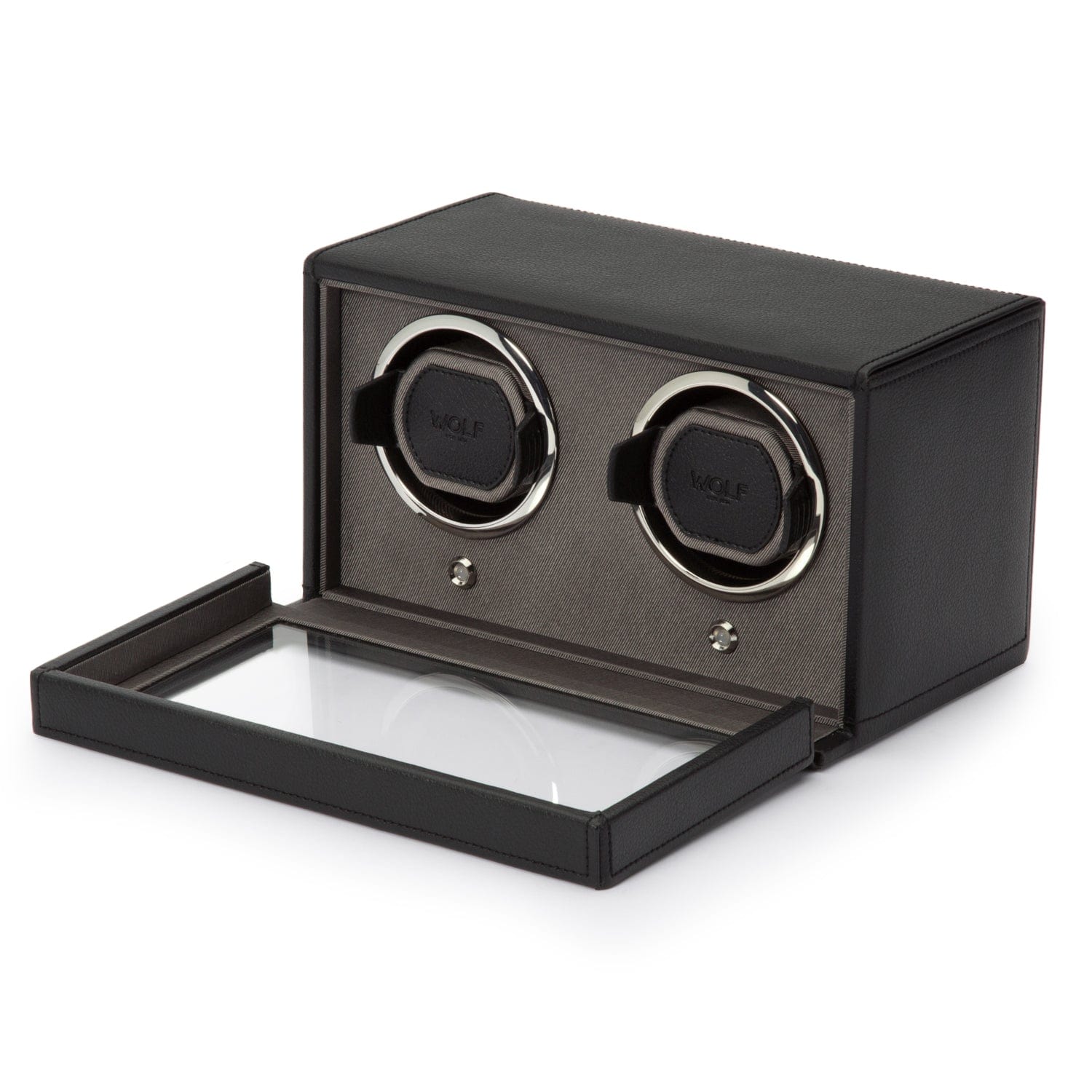 Wolf1834 Watch Winder Cub Double Watch Winder with Cover-Black