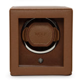 Wolf1834 Watch Winder Cub Single Watch Winder with Cover- Cognac