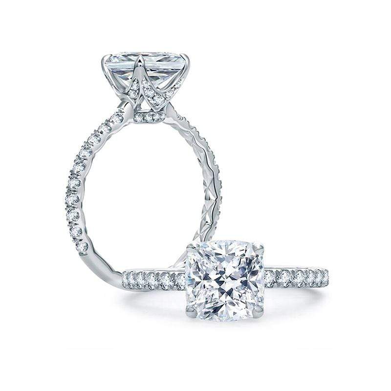 A. Jaffe Engagement Ring A. Jaffe Quilted French Pavé Cushion Cut Center Engagement Ring ME1851Q/248