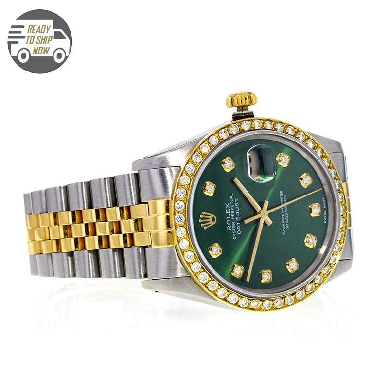 Capri Custom Watch Custom 2.50ctw Diamond Rolex DateJust 36MM Green Face Watch