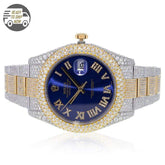 Capri Custom Watch Custom Flower Setting 17.50ctw Diamond Rolex DateJust 41MM Royal Blue Face Watch