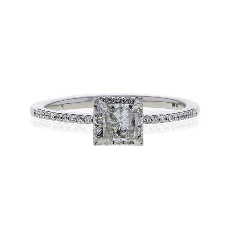 Capri Engagement Ring 0.64ctw Princess Cut Diamond Halo Ring 14K