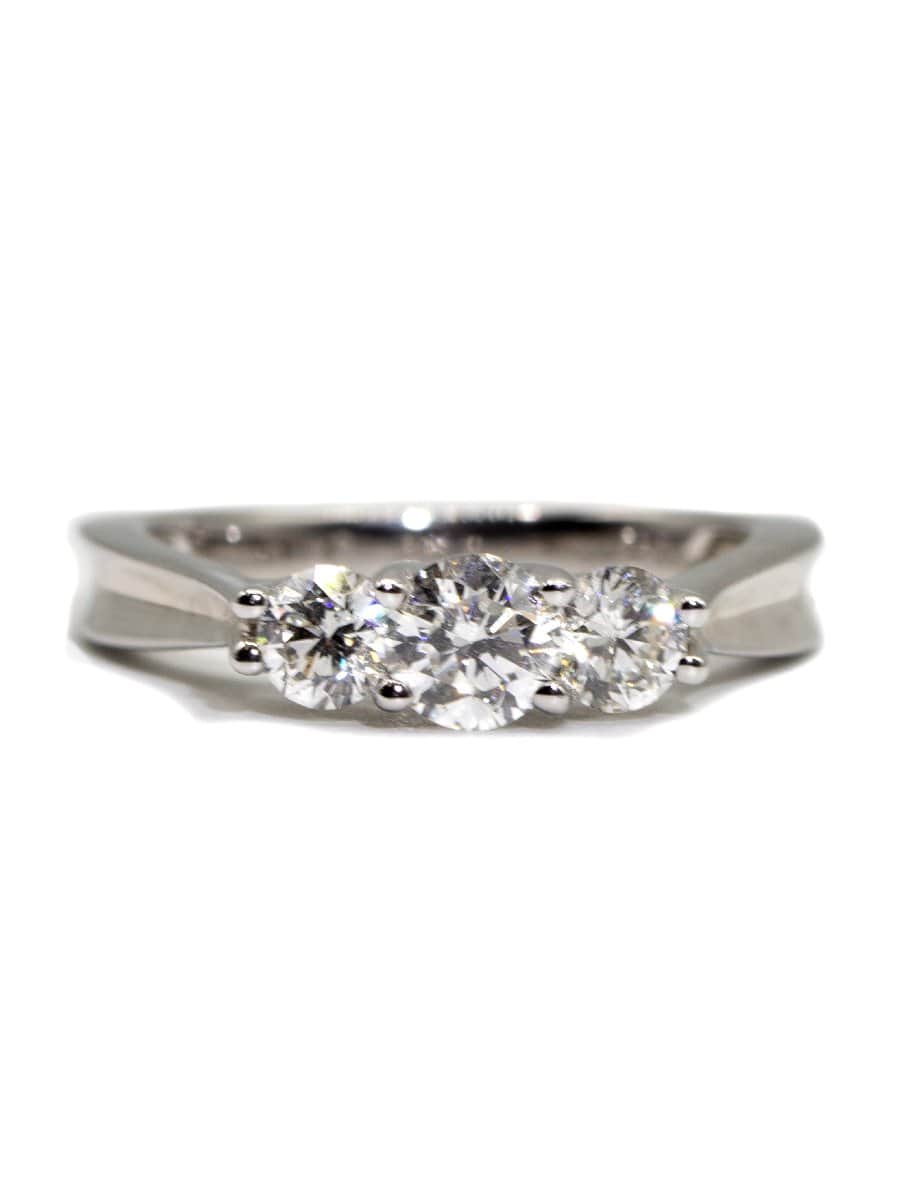 Capri Engagement Ring 1ctw three stone diamond band ring 18K