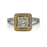 Capri Engagement Ring 2.78ctw Diamond Princess Cut Halo Bridal Ring 18K