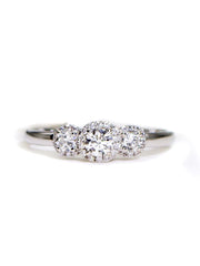 Capri Engagement Ring Forevermark Diamond Three Stone Ring in 18K White Gold