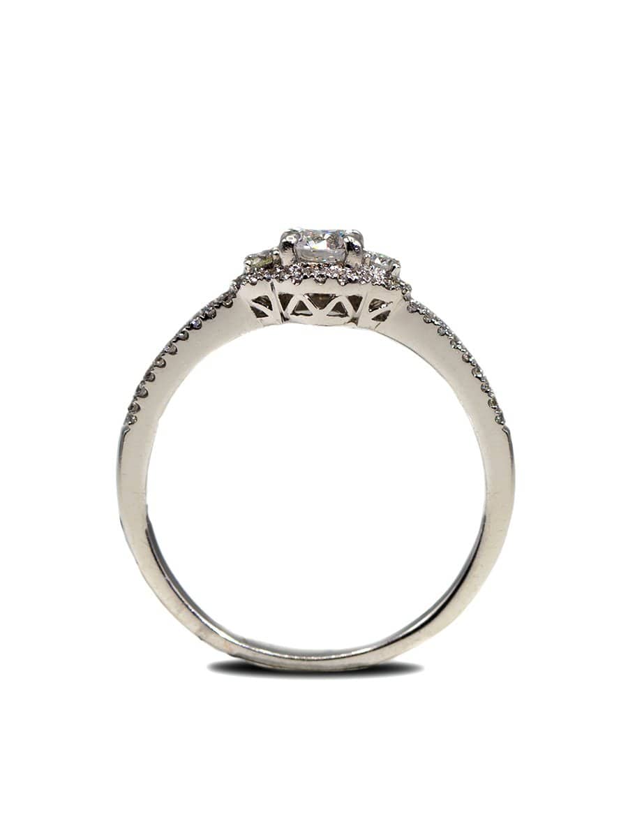Capri Engagement Ring ForevermarkThree Stone Ring in 18K White Gold