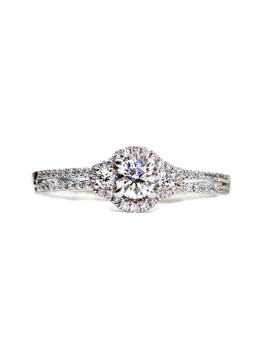 Capri Engagement Ring ForevermarkThree Stone Ring in 18K White Gold