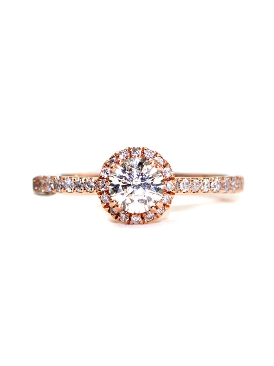 Capri Engagement Ring Round halo diamond Rose Gold engagement ring 14K