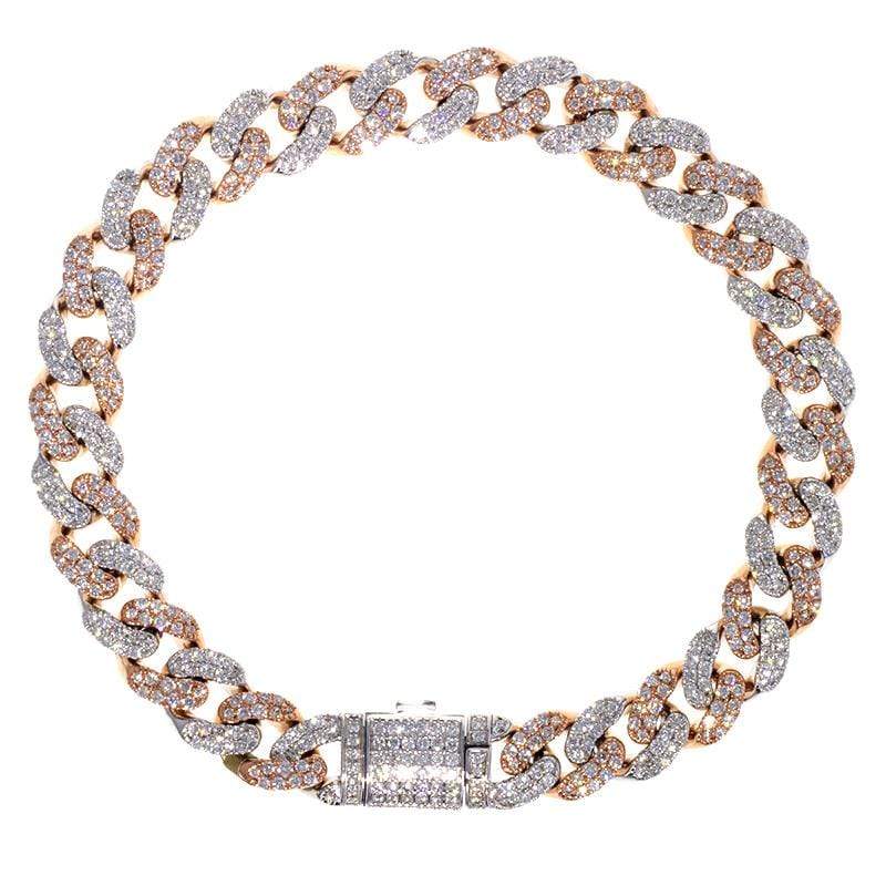 Capri Mens Bracelet 5ctw Diamond Two Tone Miami Cuban Link Bracelet 10K
