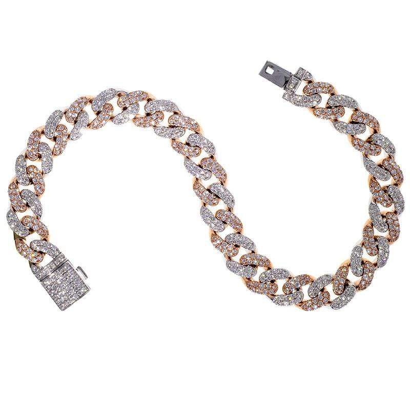 Capri Mens Bracelet 5ctw Diamond Two Tone Miami Cuban Link Bracelet 10K