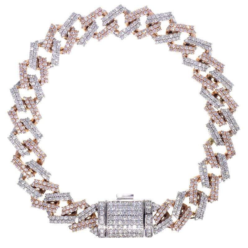 Capri Mens Bracelet 6.65ctw Diamond Two Tone Miami Cuban Link Bracelet 10K