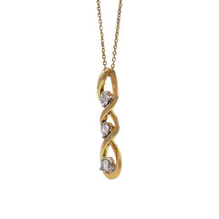 Capri Necklace 1/10ctw Diamond Yellow Gold 3-Stone Necklace 10K