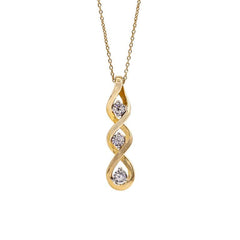 Capri Necklace 1/10ctw Diamond Yellow Gold 3-Stone Necklace 10K