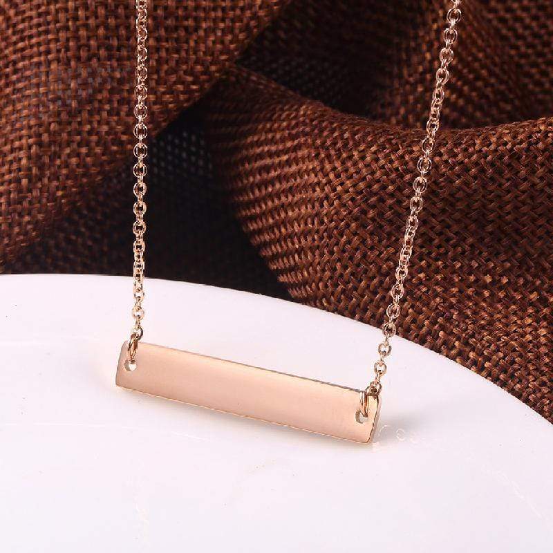 Capri Necklace Custom Laser Engraved Message on Stainless Steel Plated Bar Necklace