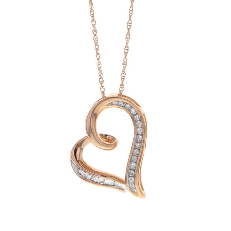 Capri Necklace Diamond Floating Heart Pendant Necklace in Rose Gold 10K