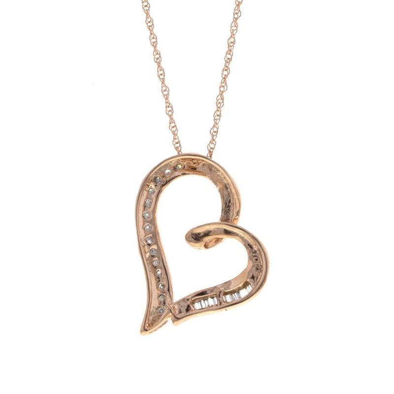 Capri Necklace Diamond Floating Heart Pendant Necklace in Rose Gold 10K