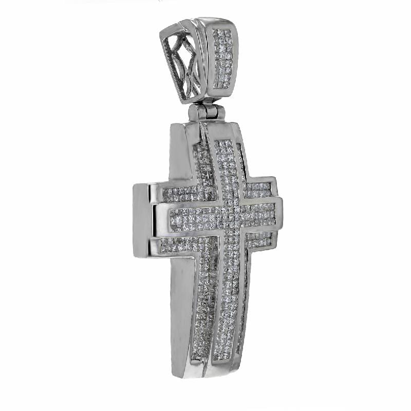 Capri Pendant 8.20ctw Diamond Invisible Set Cross Pendant 14K