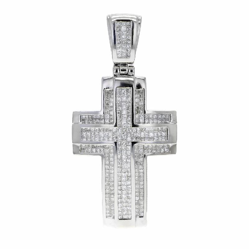 Capri Pendant 8.20ctw Diamond Invisible Set Cross Pendant 14K