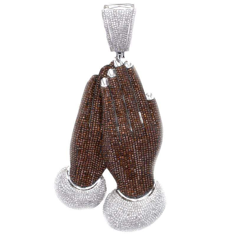 Capri Pendant 9.50ctw Diamond Praying Hands Pendant 10K