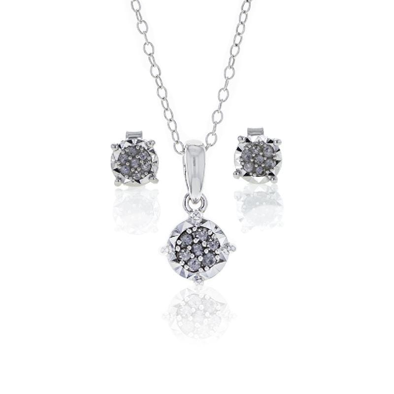 Capri Pendant Set 1/4ctw Diamond Pendant and Earring Set in Sterling Silver