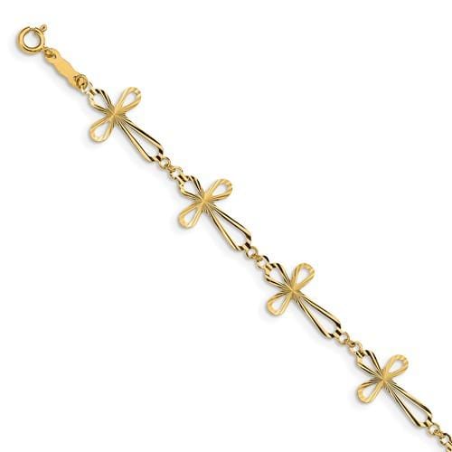 Capri_Q Bracelet Diamond Cut Open Cross Bracelet 14K