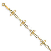 Capri_Q Bracelet Diamond Cut Open Cross Bracelet 14K