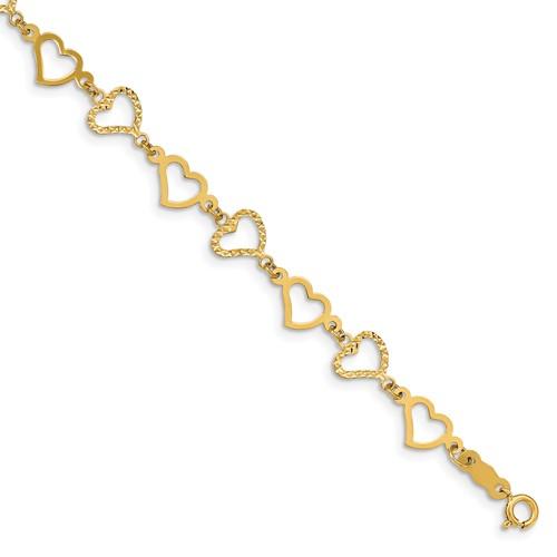 Capri_Q Bracelet Flat Diamond Cut Open Hearts Bracelet 14K