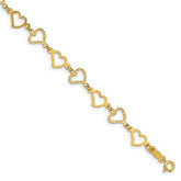 Capri_Q Bracelet Flat Diamond Cut Open Hearts Bracelet 14K