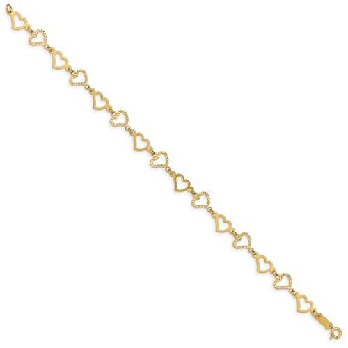 Capri_Q Bracelet Flat Diamond Cut Open Hearts Bracelet 14K