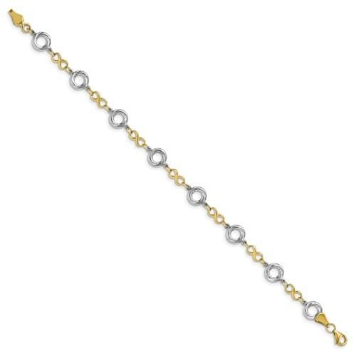 Capri_Q Bracelet Two-Tone Polished Textured Infinity Bracelet 10K