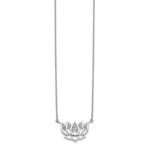 Capri_Q Necklace White Gold Diamond Lotus Flower Necklace 14K