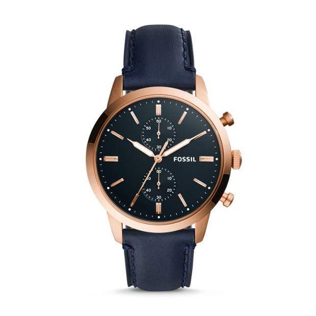 Fossil Watches Fossil Townsman Chronograph Navy Leather Watch 44mm FS5436P