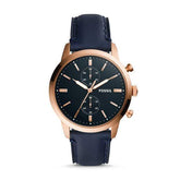 Fossil Watches Fossil Townsman Chronograph Navy Leather Watch 44mm FS5436P