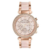 Michael Kors Watches Michael Kors Parker Rose Gold-Tone Blush Acetate Watch 39mm MK5896