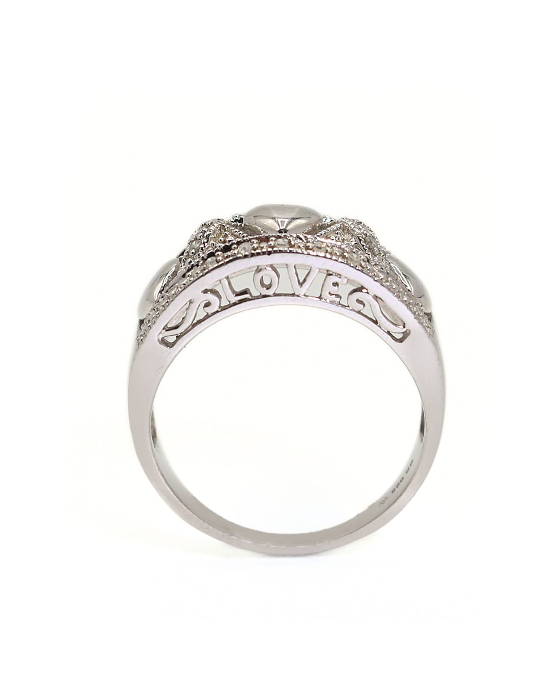 Capri band Heart and X Love diamond silver band