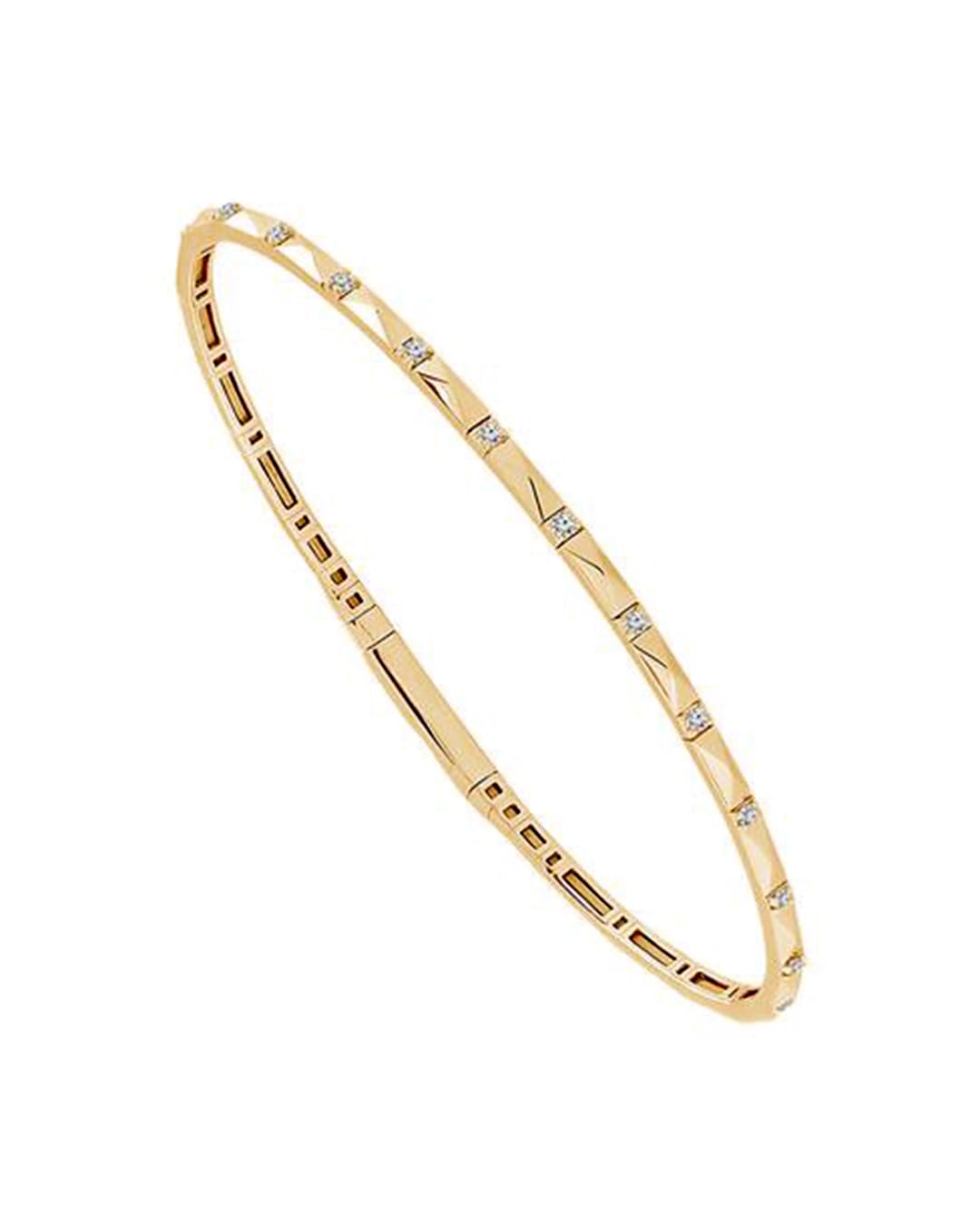 Capri Bracelet 1/6ctw diamond yellow gold flex bangle 14k
