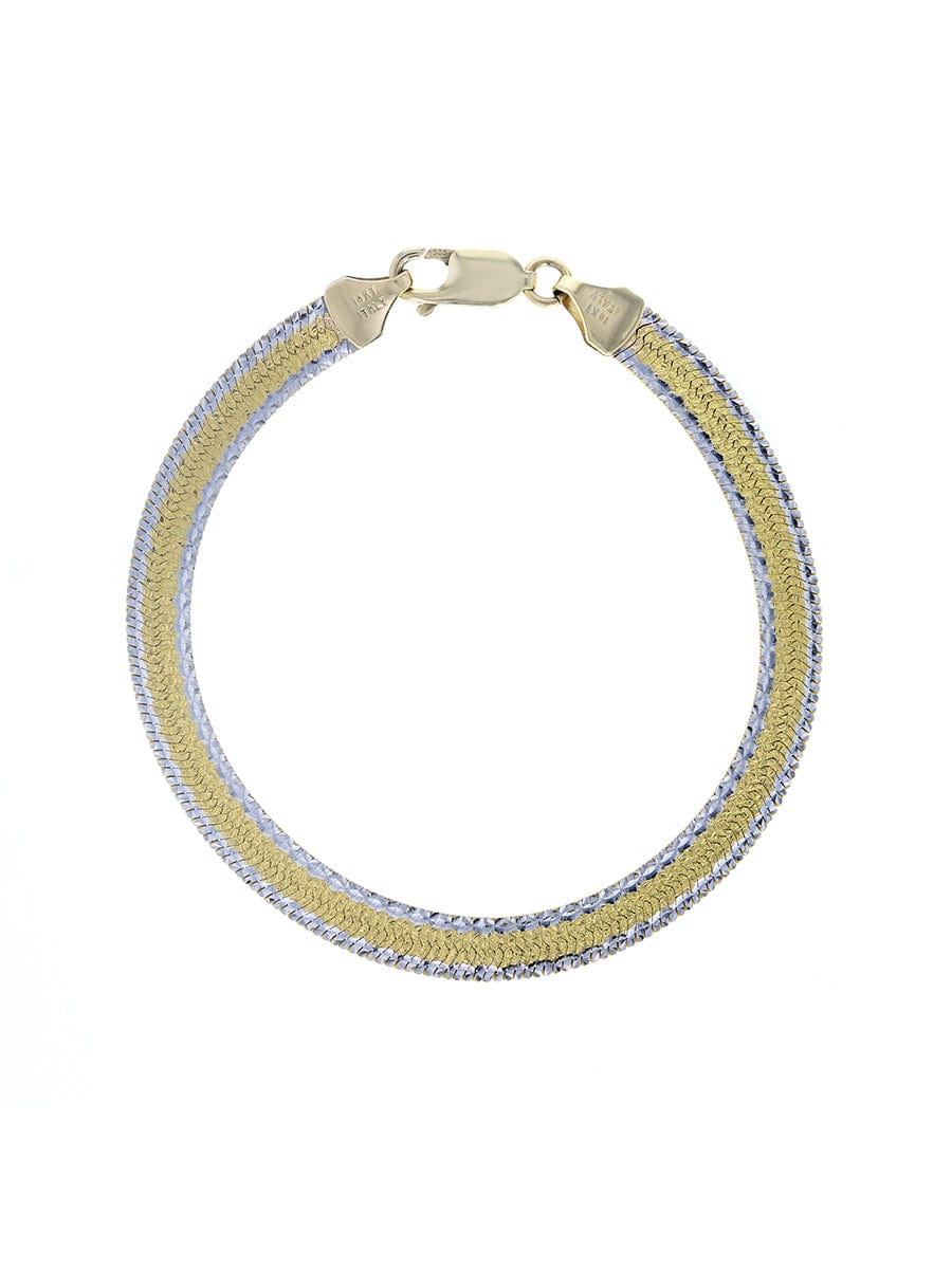 Capri Bracelet 14k Two Tone Reversable Diamond Cut Herringbone Bracelet