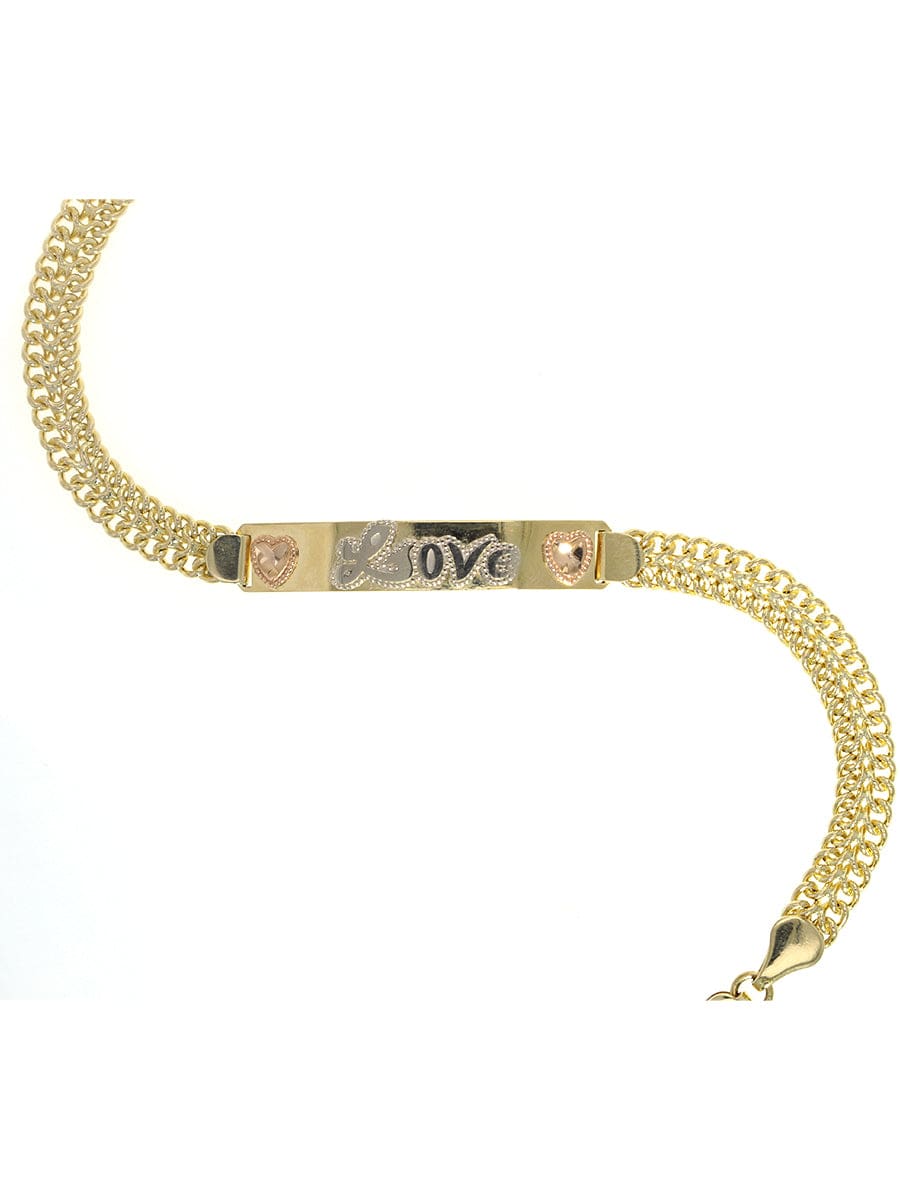 Capri Bracelet 14k Yellow Gold Love Bar Bracelet With Rose Hearts