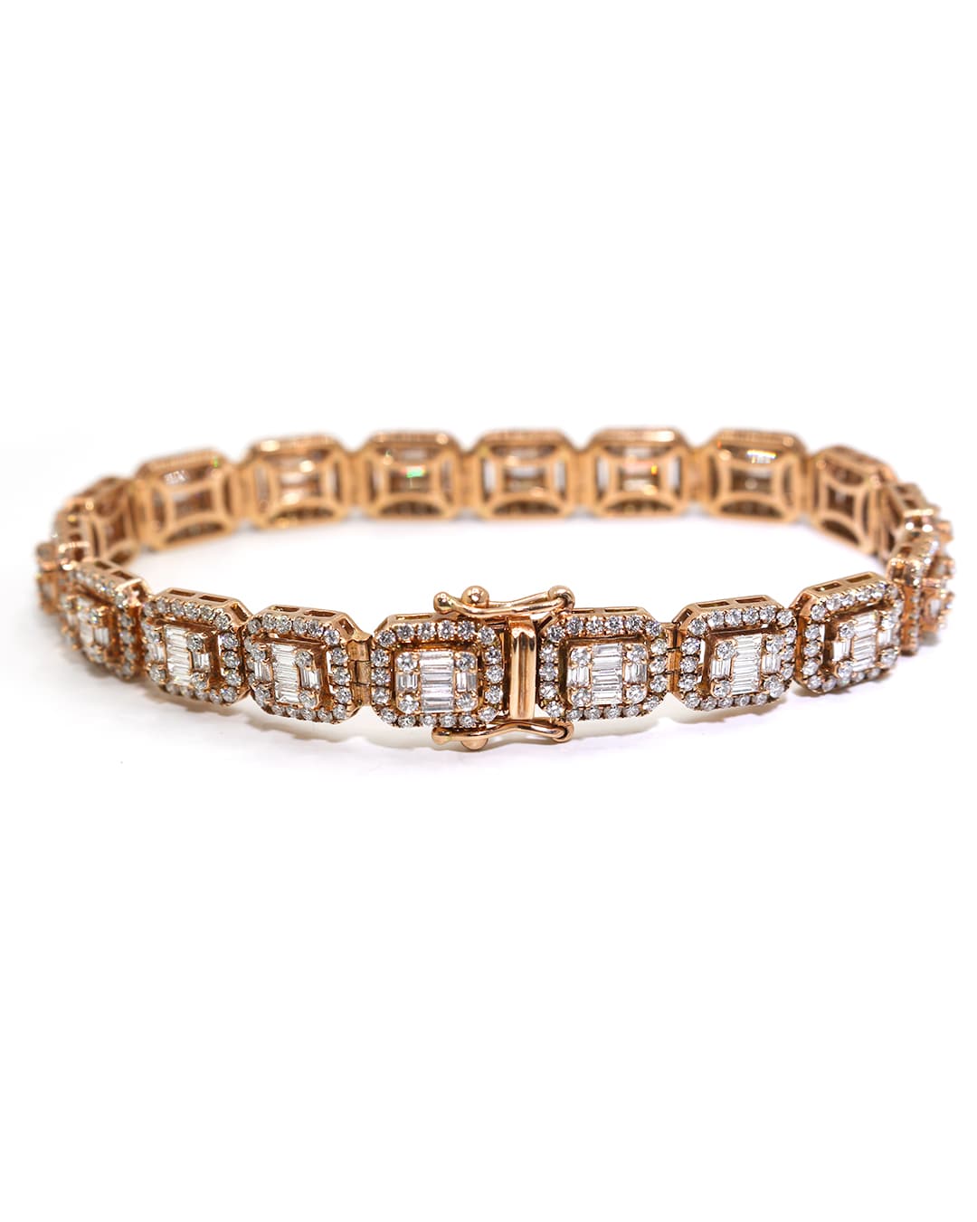 Capri Bracelet 5.95ctw diamond baguette and round rose gold bracelet 10K