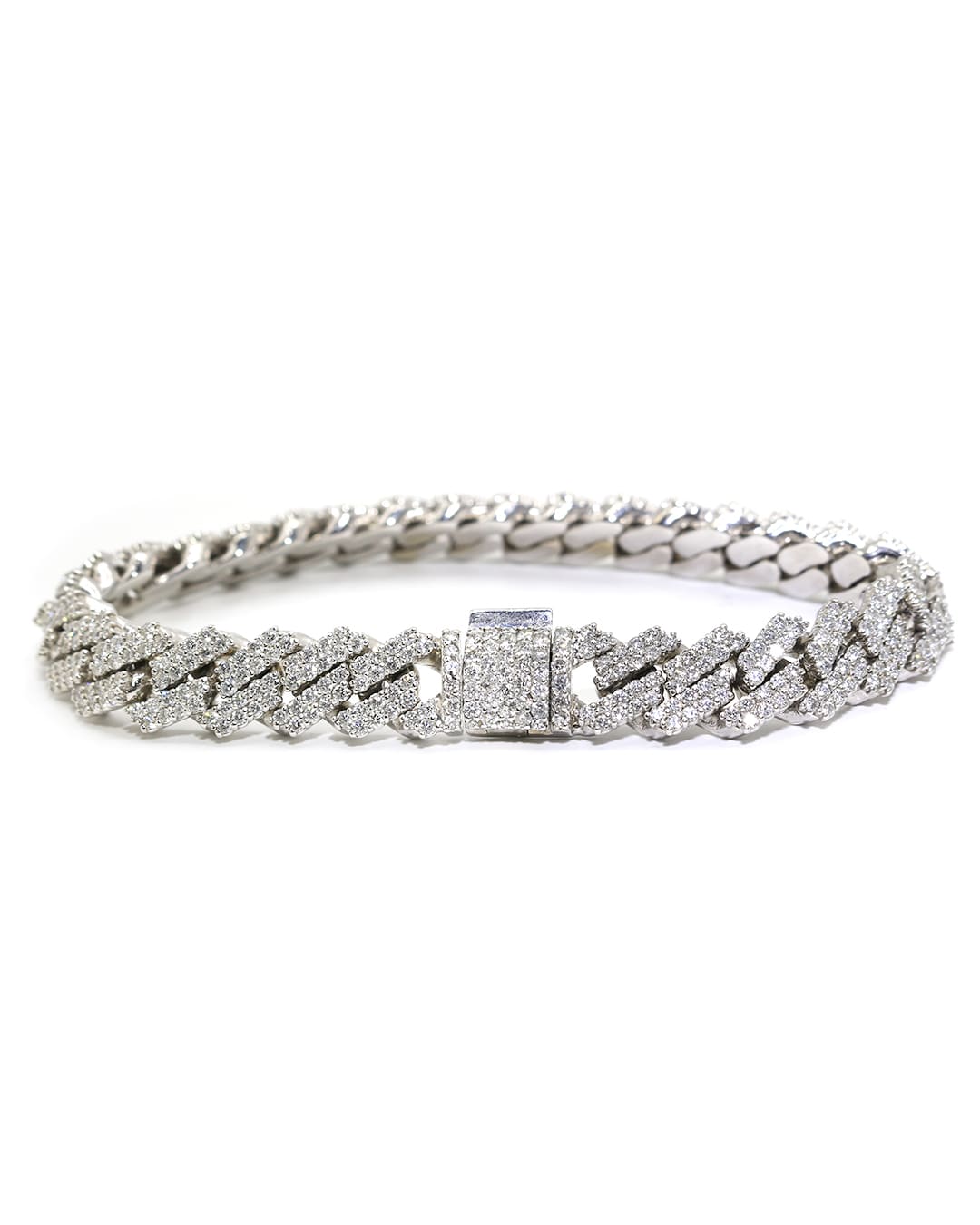 Capri Bracelet 8.79ctw dia white gold jagged cuban bracelet 10K