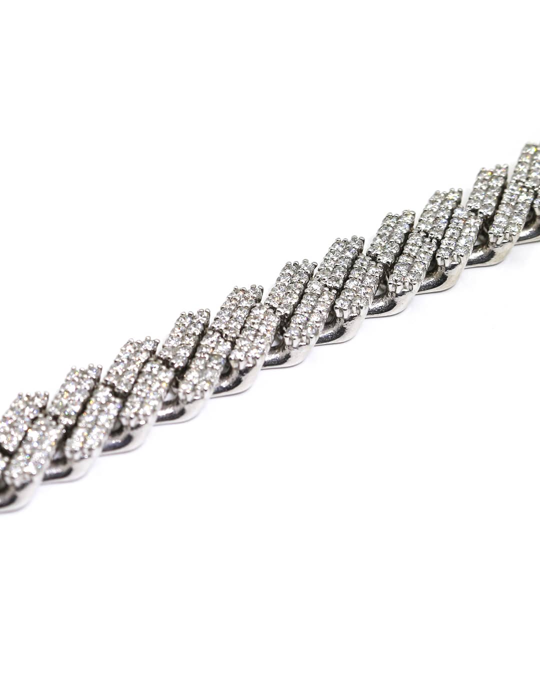 Capri Bracelet 8.79ctw dia white gold jagged cuban bracelet 10K