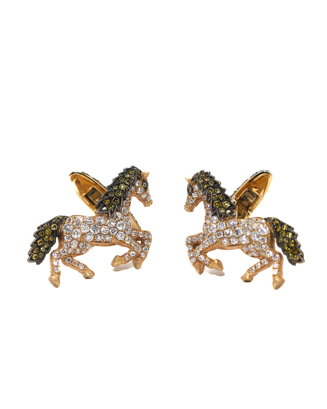 Capri Custom 2.07ctw custom diamond horse rose gold cufflings 18K