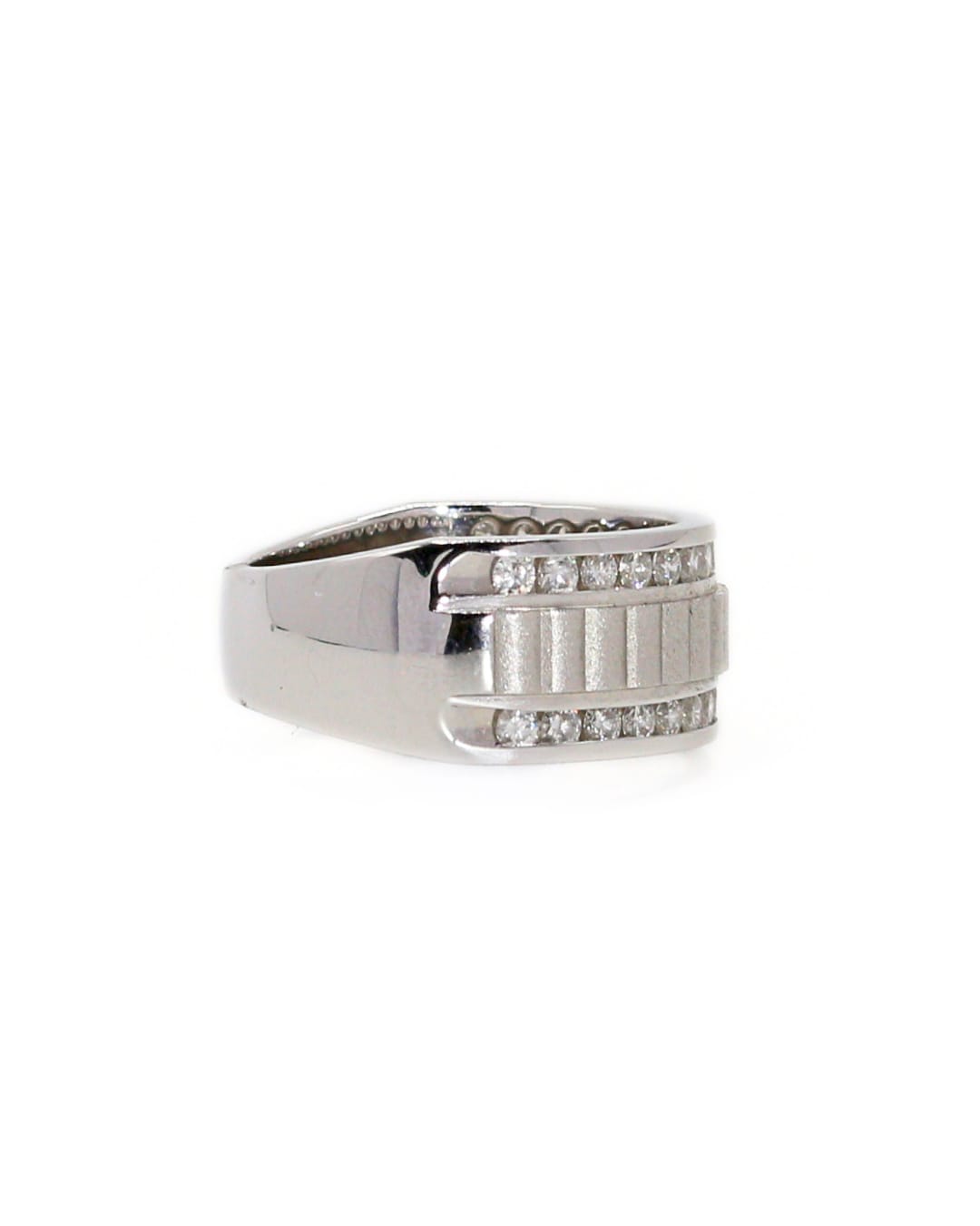 Capri Diamond Band 0.97ctw diamond fluted white gold mens band 14K