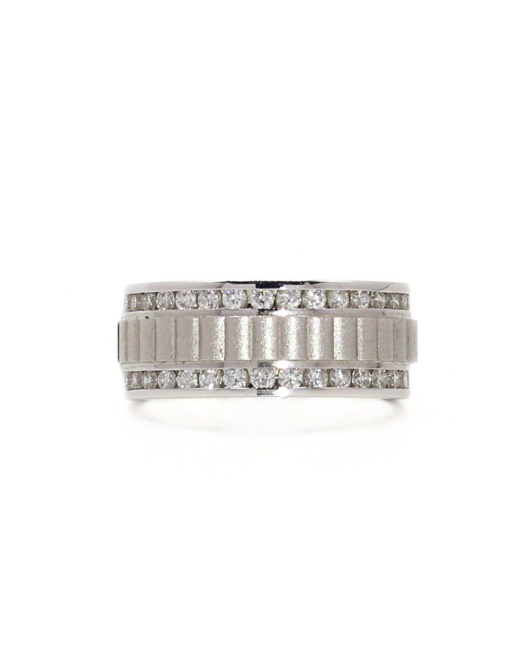 Capri Diamond Band 0.97ctw diamond fluted white gold mens band 14K