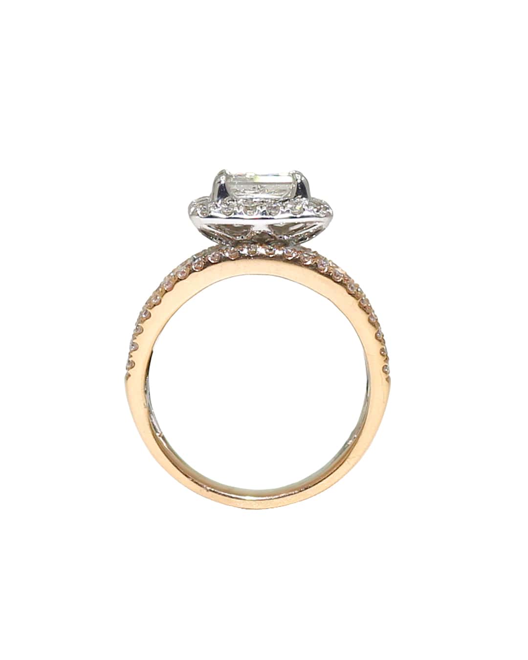 Capri Diamond Ring 2.86ctw diamond princess cut halo two-tone ring in yellow gold 18K